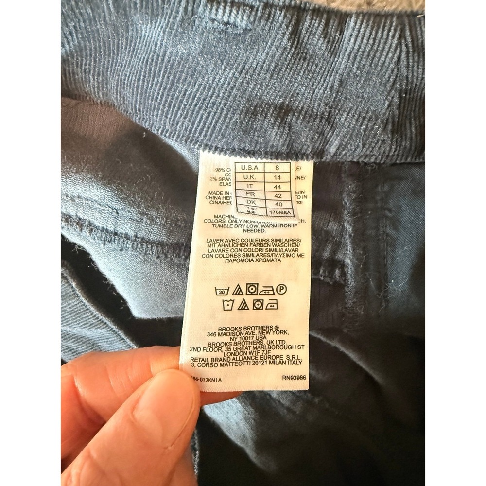BROOKS BROTHERS NATALIE navy blue corduroy pants women's 8 - Picture 9 of 10
